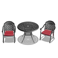 Cushions In Random Colors)3-Piece Set Of Cast Aluminum Patio Furniture With Cushions
