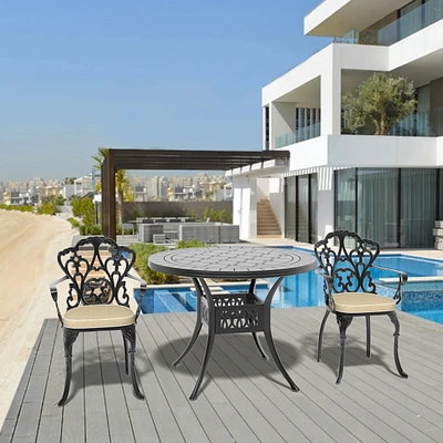 Simplie Fun (Cushions In Random Colors)3-Piece Set Of Cast Aluminum Patio Furniture With Cushions