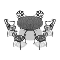 Cushions In Random Colors)-Piece Set Of Cast Aluminum Patio Furniture With Cushions