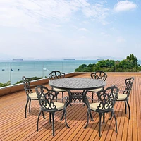 Cushions In Random Colors)-Piece Set Of Cast Aluminum Patio Furniture With Cushions