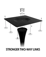 Black circular dining table, 31.5" tulip dining table, kitchen dining table for 2-4 people, Mdf tabletop and base, and 2 black Pu black metal leg