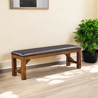 Simplie Fun Apollo Bench in Espresso Pu & Walnut