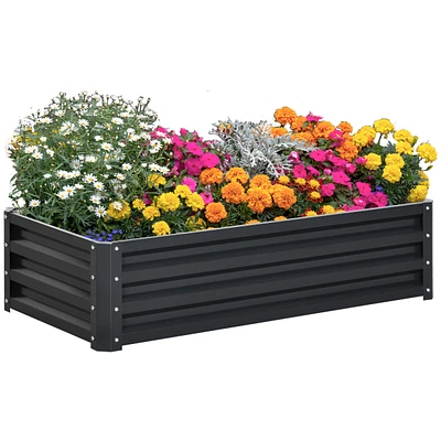 Simplie Fun Raised Garden Bed, 4' x 2' x 1' Galvanized Planter Box Raised Bed for Vegetables, Flowers, Plants and Herbs, Gray