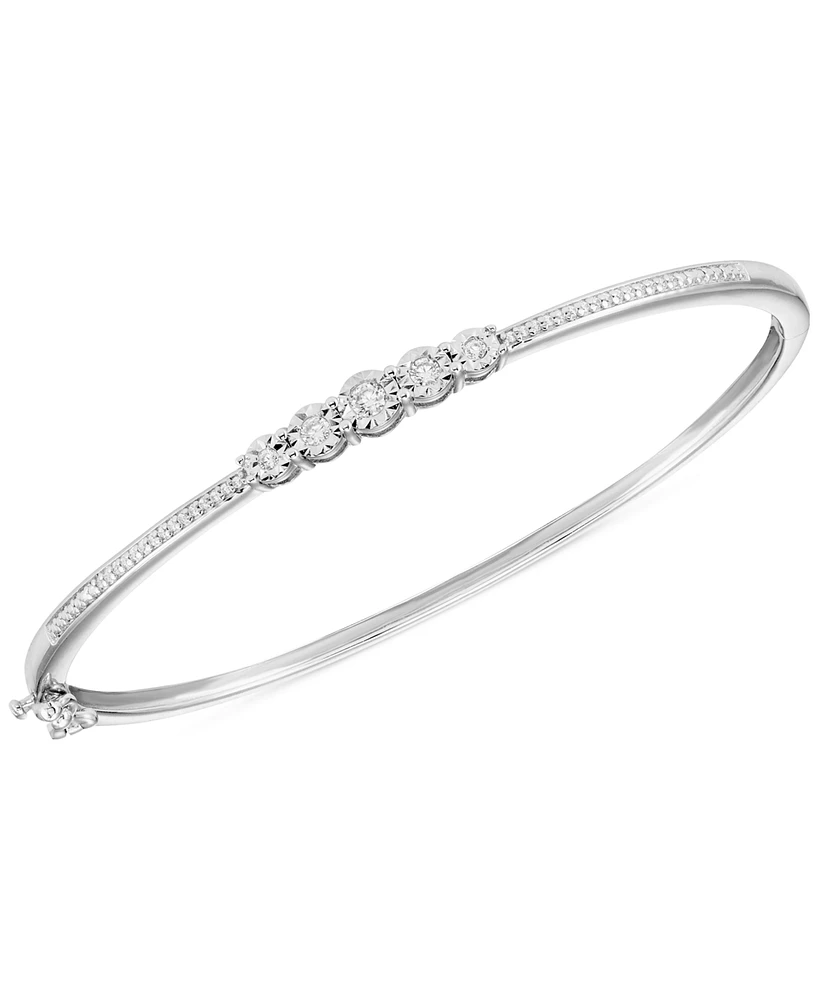 Diamond Five Stone Bangle Bracelet (1/4 ct. t.w.) in Sterling Silver