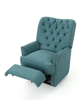 Indulge In Supreme Comfort: Electric Recliner Chair With Elegant Copper Accents And Soft Teal Upholstery