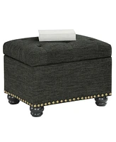 Convenience Concepts 24" Faux Linen 5th Avenue Storage Ottoman