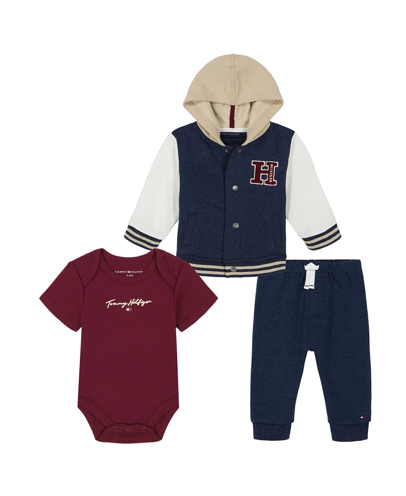 Tommy Hilfiger Baby Boy Fleece Hooded Baseball Jacket