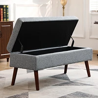 Storage Bench with Storage Bench for Bedroom End of Bed Bench Foot of Bed Bench Entryway Bench Storage Ottoman Bench 43.7" W x 18.1" D Grey