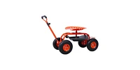 Garden Cart Rolling Scooter, Adjustable Height Heavy Duty Scooter, Rolling Garden Cart with 4 Wheels and Extendable Handle, Garden Stool Cart with 360