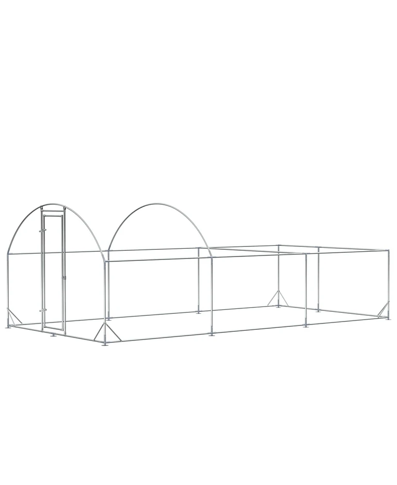 Large Chicken Coop Metal Chicken Run for Chickens with Waterproof and Anti-uv Cover, Dome Shaped Walk in Fence Cage Hen House for Outdoor and Yard Far
