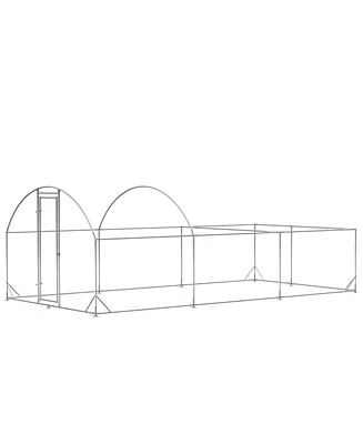 Large Chicken Coop Metal Chicken Run for Chickens with Waterproof and Anti-uv Cover, Dome Shaped Walk in Fence Cage Hen House for Outdoor and Yard Far