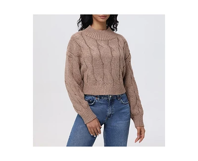 525 Women's Lola Lurex Cable Cropped Pullover