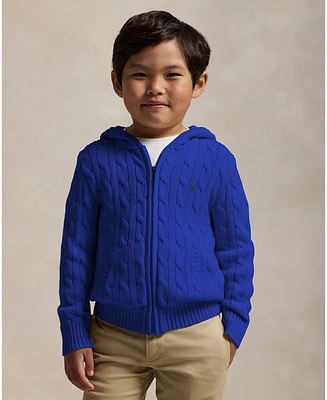 Polo Ralph Lauren Toddler and Little Boys Cable Cotton Hooded Full-Zip Sweater