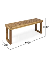 Simplie Fun Nestor: Acacia Wood Slat Panel Bench For Outdoor Dining Or Seating