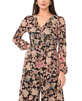 Vince Camuto Women's Printed V-Neck Long-Sleeve Jumpsuit