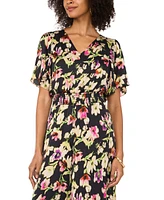 Vince Camuto Women's Printed V-Neck Flutter-Sleeve Jumpsuit