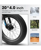 Streamdale Furniture 20 inch Fat Tire Bike Adult/Teen Full Shimano 7 Speed Mountain Bike, Dual Disc Brakes, High Carbon Steel Frame, Front Suspension,