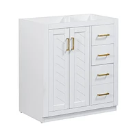 30" Bathroom Vanity without Sink, Solid Wood Frame Bathroom Storage Cabinet Only, Freestanding Vanity Set with 3 Drawers& Soft Closing Doors