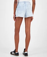 Indigo Rein Juniors' Floral Frayed-Hem Denim Shorts