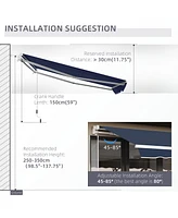 10' x 8' Retractable Awning, Patio Awnings, Sunshade Shelter w/ Manual Crank Handle, Uv & Water-Resistant Fabric and Aluminum Frame for Deck, Balcony,