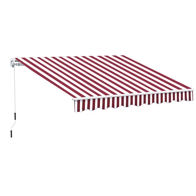 Simplie Fun 10' x 8' Retractable Awning, Patio Awnings, Sunshade Shelter w/ Manual Crank Handle, Uv & Water