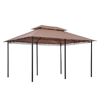 10' x 13' Patio Gazebo, Outdoor Gazebo Canopy Shelter with Curtains, Vented Roof, Steel Frame for Garden, Lawn, Backyard and Deck, Khaki