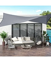 13' x 20' Rectangle Sun Shade Sail Canopy Outdoor Shade Sail Cloth for Patio Deck Yard with D-Rings and Rope Included - Gray