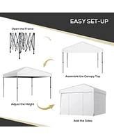 Streamdale Furniture 9.7' x 9.7' Pop Up Canopy with Sidewalls, Portable Canopy Tent with 2 Mesh Windows, Reflective Strips, Carry Bag for Events, Outd