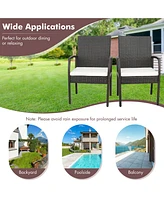 Costway 2PCS Patio Pe Wicker Dining Chairs with Soft Zippered Cushion Armchairs Backyard