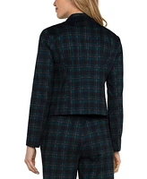 Liverpool Los Angeles Women's Plaid Knit Open-Front Blazer