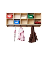 ECR4Kids Streamline 10-Section Hanging Coat Locker, Natural