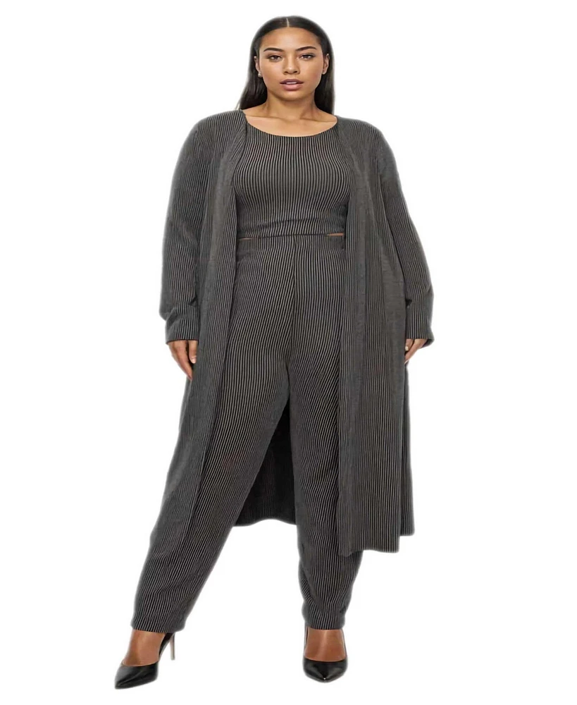 L I V D Women's Plus Luna Three Piece Rib Set