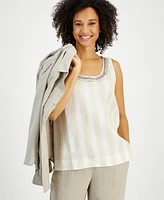 Charter Club Women's Embellished Striped Tank Top, Exclusively at Macy's