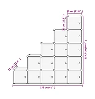vidaXL Storage Cube Organizer with 15 Cubes and Doors Transparent Pp