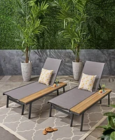 Waterloo Chaise Lounge With Attached Wood Side Table