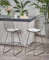 Modern Geometric Counter Stools With Water-Resistant Cushions And Durable Iron Frame (Set Of 2)