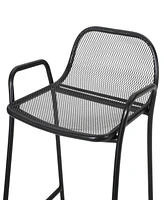 Modern Matte Black Iron Barstools With Mesh Seating (Set Of 2)