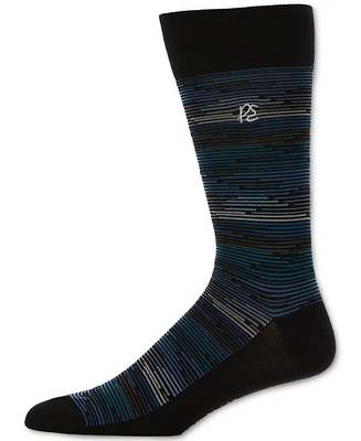 Perry Ellis Portfolio Men's Geometric Ombre Stripe Print Dress Socks