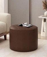 Streamdale Furniture Rustic Faux Leather Ottoman: Versatile Seating, Footrest, And Side Table