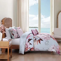 Bebejan Blooming Peonies Bedding 5 Piece King Size Reversible Comforter Set