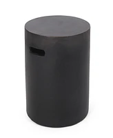 Simplie Fun Modern Cylindrical Concrete End Table With Cutout Handle