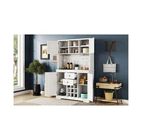 Coffee Bar Cabinet Kitchen Cabinet with Storage, Farmhouse Wine Cabinet with Drawers shelves and cabinets, Buffet Cabinet Wine & Glass Racks for Dinin