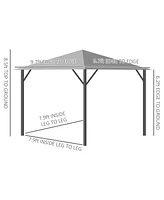 Simplie Fun 10' x 10' Patio Gazebo Aluminum Frame Outdoor Canopy Shelter with Sidewalls, Vented Roof for Garden, Lawn, Backyard, and Deck, Gray