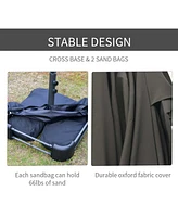 Patio Umbrella 15' Steel Rectangular Outdoor Double Sided Market with base, Sun Protection & Easy Crank for Deck Pool Patio, Dark Gray