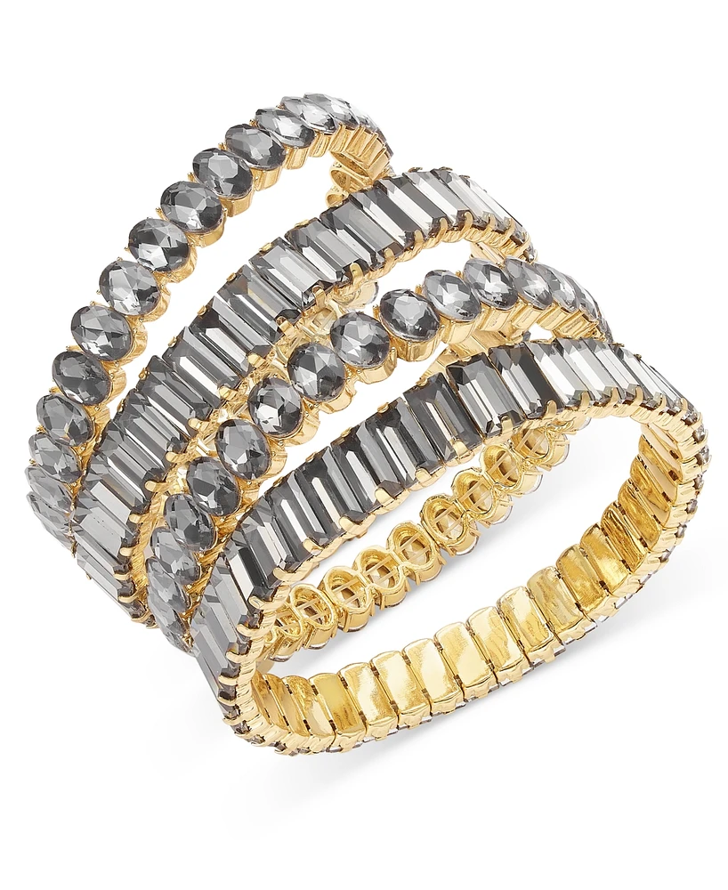 I.n.c. International Concepts Gold-Tone 4-Pc. Set Oval & Rectangle Stone Stretch Bracelets, Created for Macy's