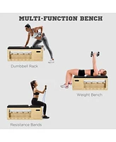 Simplie Fun Adjustable Weight Bench, Workout Bench with Storage Rack Resistance Rope, Incline Bench Weight Lifting Equipment for Home Gym Arms & Chest