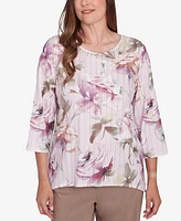 Alfred Dunner Petite Telluride Romantic Florals Textured Top