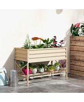 Streamdale Furniture Raised Garden Bed with Galvanized Steel Frame, Storage Shelf and Bed Liner, Elevated Planter Box with Legs for Vegetables, Flower