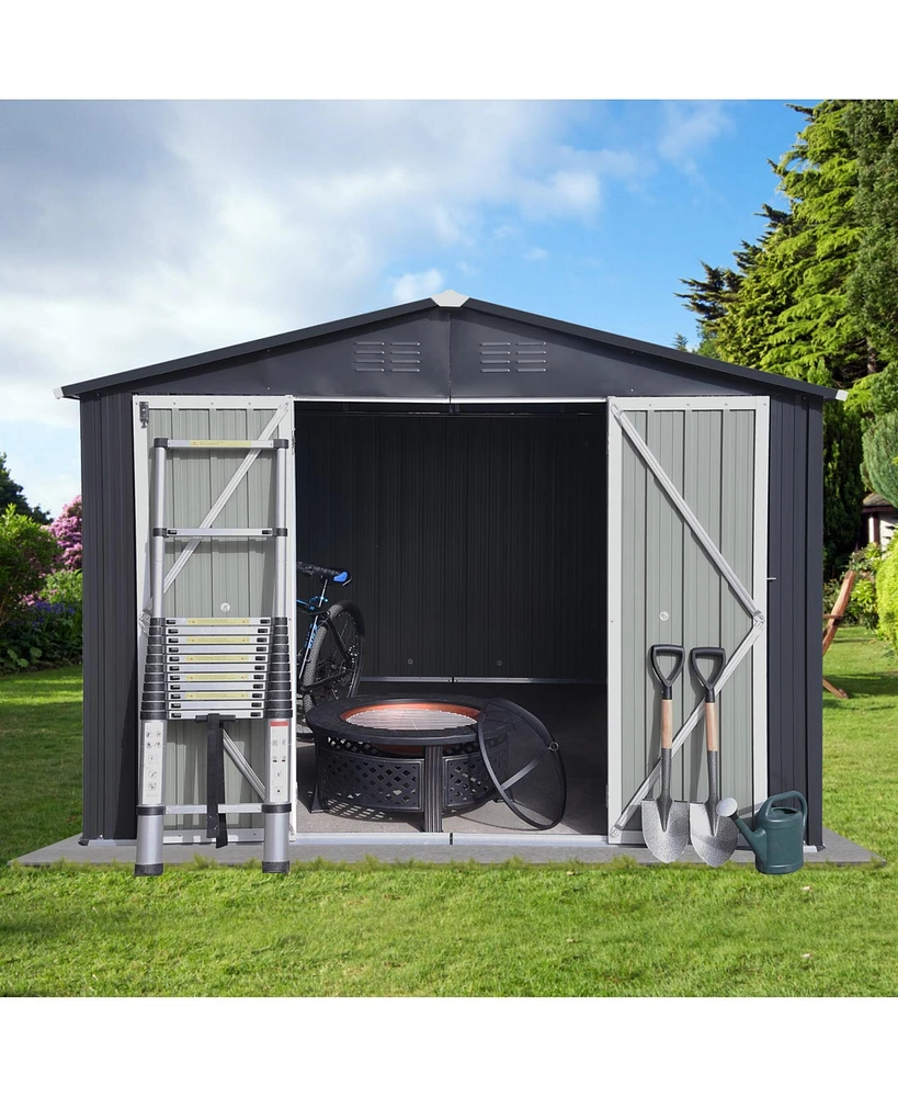 Streamdale Furniture Metal garden sheds 10ft 12ft outdoor storage sheds Dark-grey