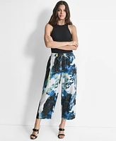 Dkny Women's Printed-Linen Pull-On Pants